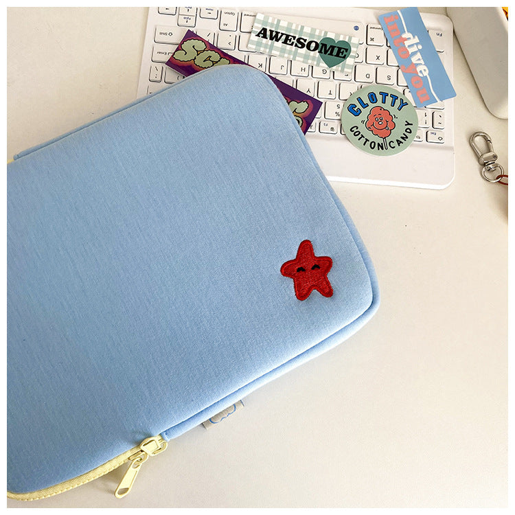 Stitched Smiles: Whimsical Embroidered Cartoon Laptop & iPad Case