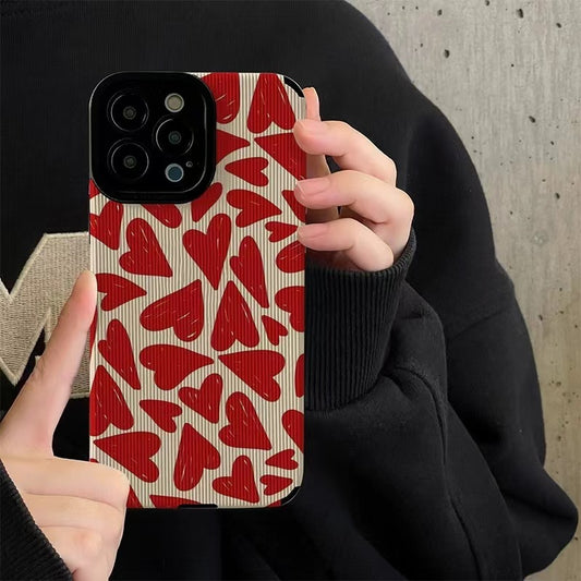 Heart Guard: Drop-Resistant Soft Phone Case with Red Heart Design