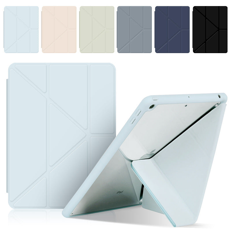 Fold Guard: Acrylic Y-Folding Soft Leather Case with Pen Slot for iPad