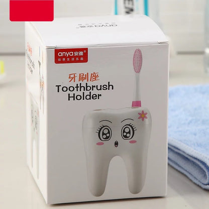 Toothy Grin: Cartoon Tooth-Shaped Toothbrush Holder