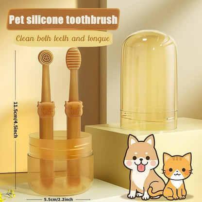 360° Clean lite: Silicone Pet Toothbrush Kit for Cats and Dogs with Storage Cup