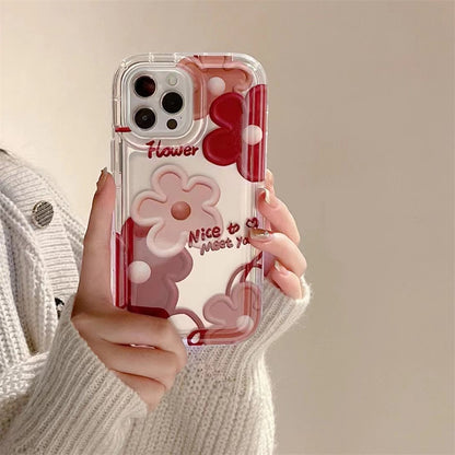 Vintage Bloom: Retro Red Flower Oil Painting Phone Case