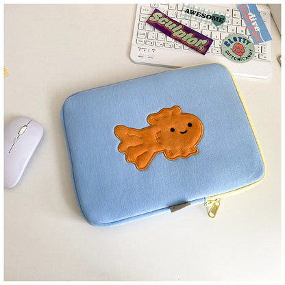 Stitched Smiles: Whimsical Embroidered Cartoon Laptop & iPad Case