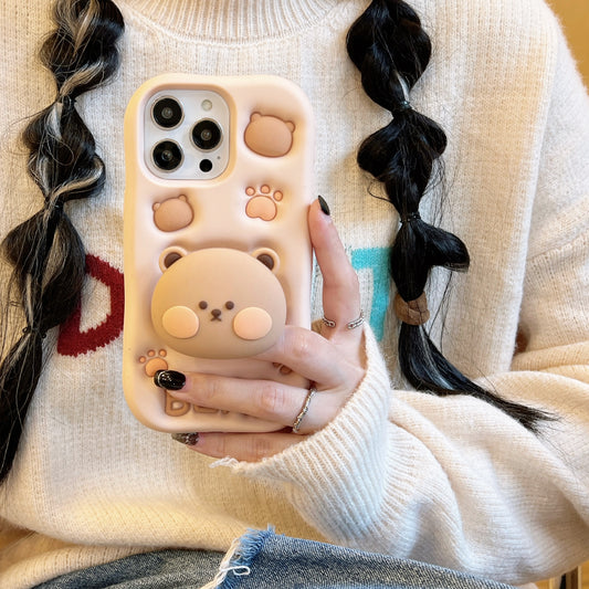 Un-bear-ably Cute: Adorable Silicone Phone Case with Bear Stand