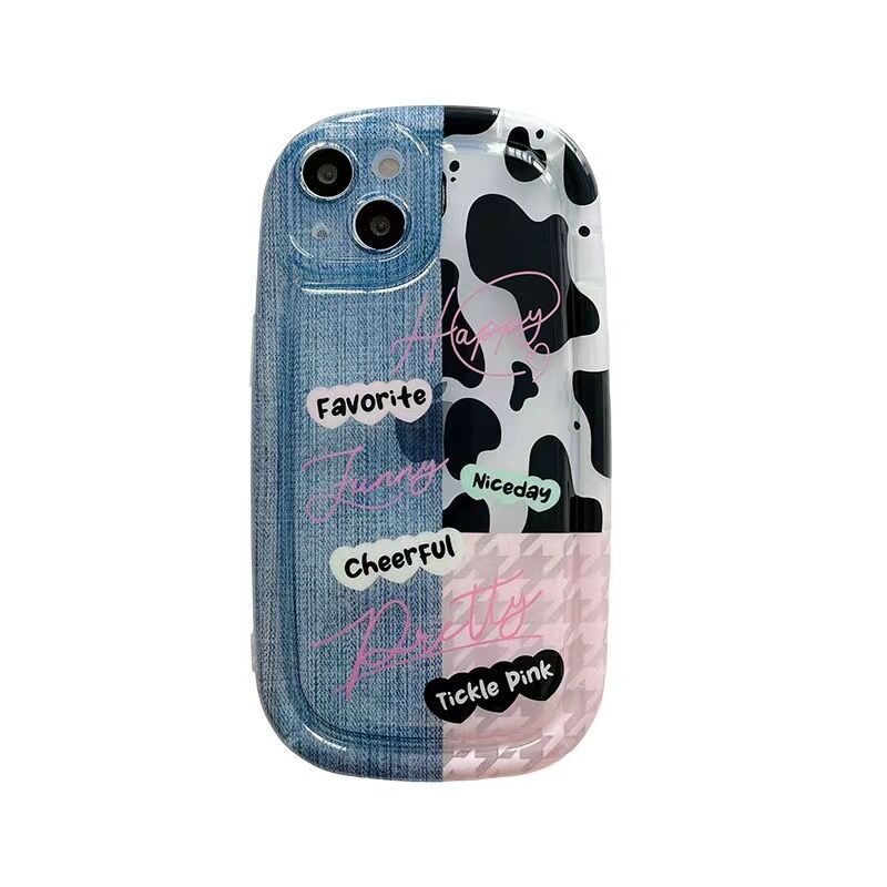 Chic Moo Patchwork: Playful Oval Phone Case