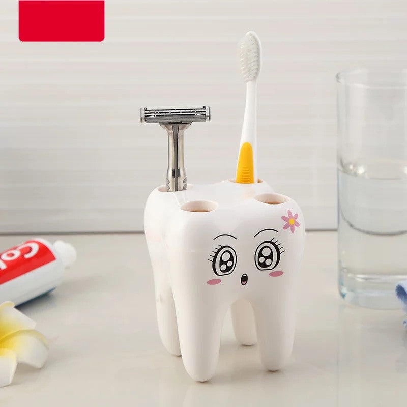 Toothy Grin: Cartoon Tooth-Shaped Toothbrush Holder