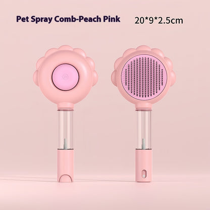 Clean & Spray: 2-in-1 Self-Cleaning Dog Brush with Hair Removal Comb and Spray